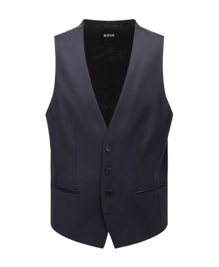 Hugo Boss Button-down Tailored Waistcoat In Black