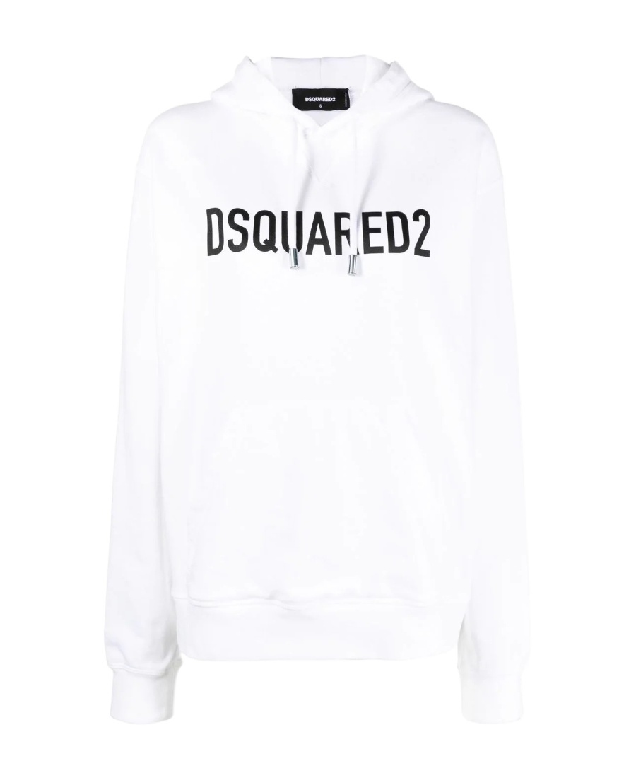 Dsquared2 Lightweight White Hoodie With Bold Logo In White