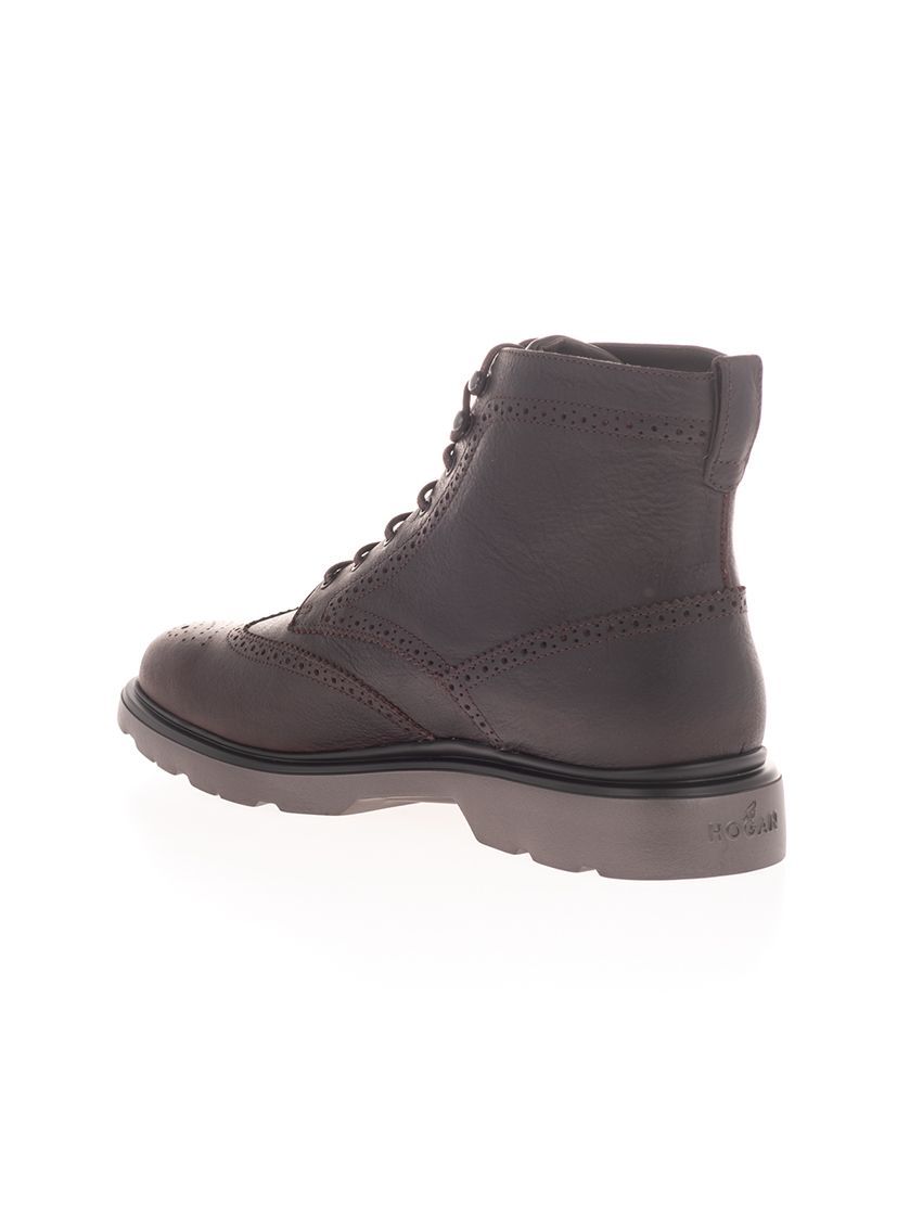 Hogan Lace-up Ankle Boots In Black