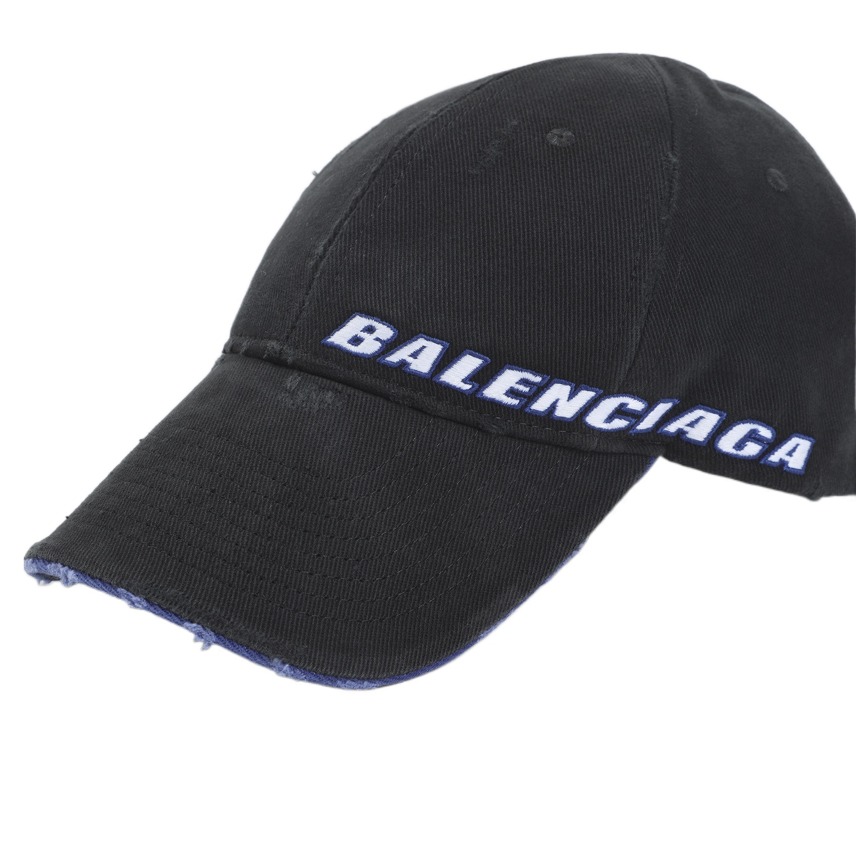 Balenciaga Tilted Typo Cap In Cotton Drill Accessories In Black