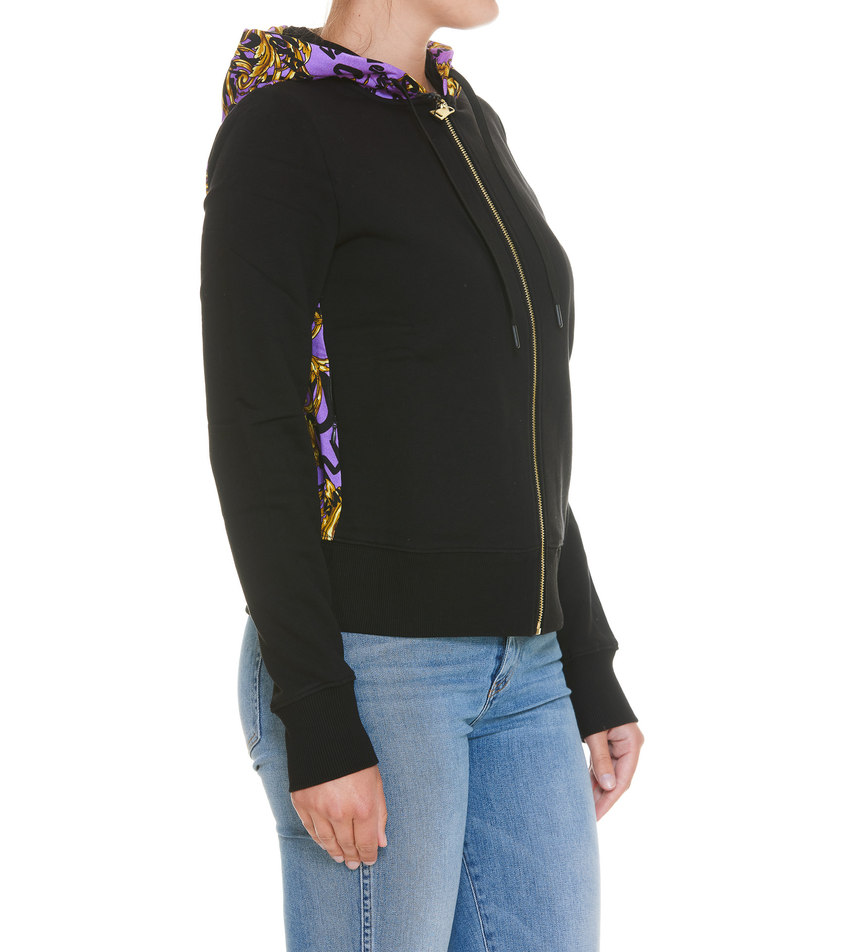 Versace Jeans Logo-print Zip-fastening Hoodie In Black