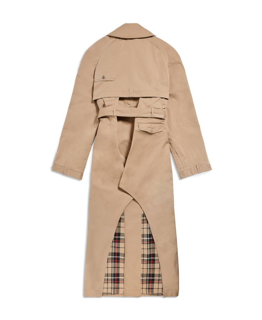 Balenciaga Deconstructed Cotton Trench Coat In Brown