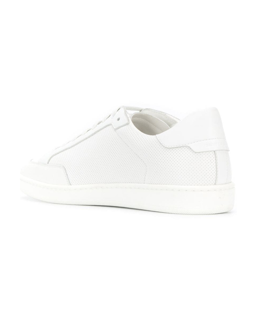 Saint Laurent Low-top Leather Sneakers Round Toe In White