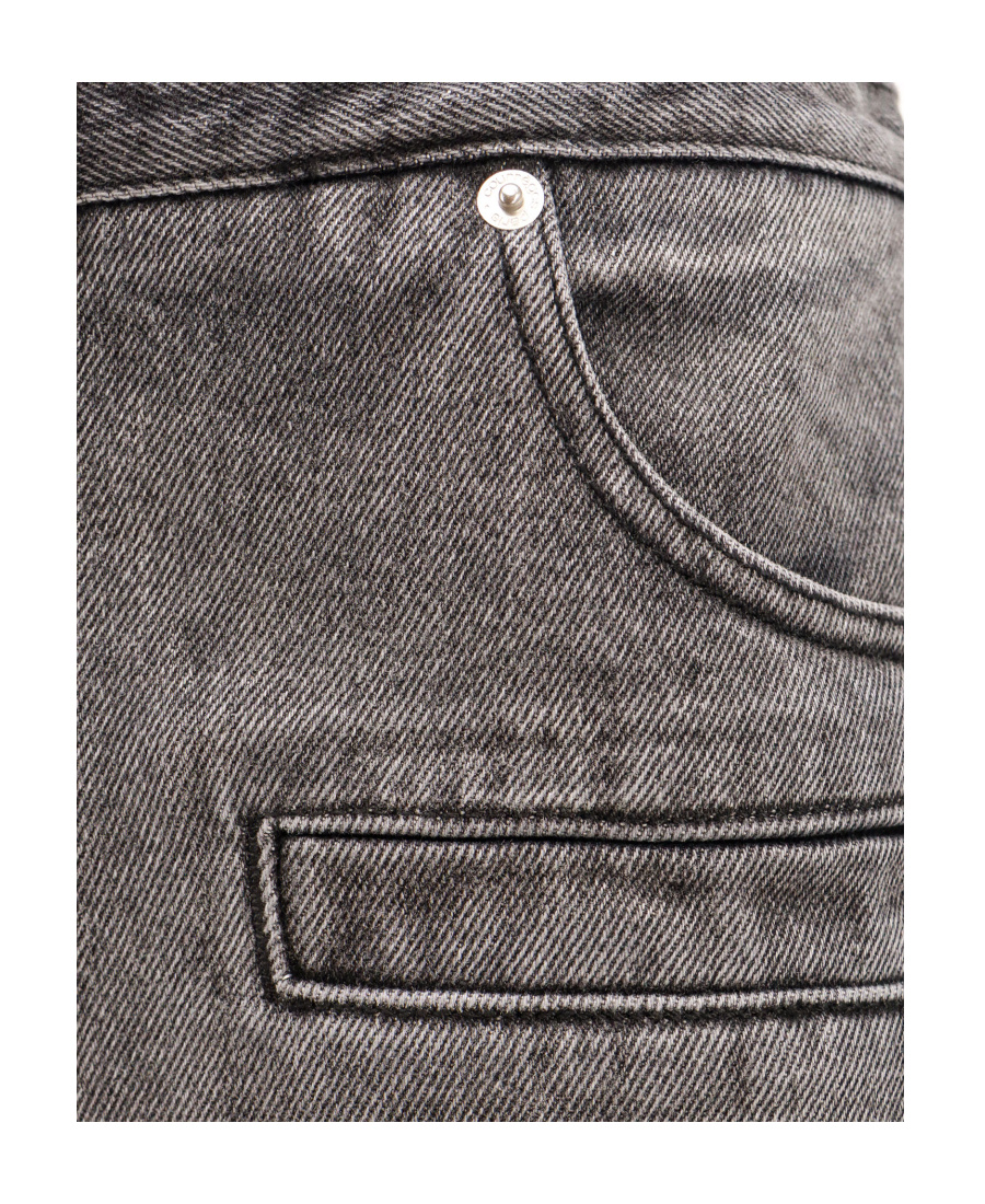 Shop Courrèges Heritage Cut-out Stonewashed Denim Skirt In Black