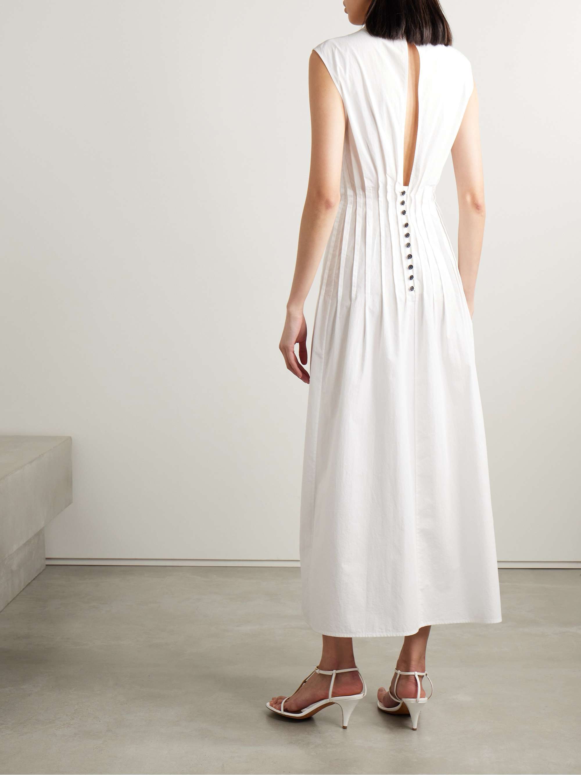 Khaite The Wes Pintuck-detail Midi Dress In White