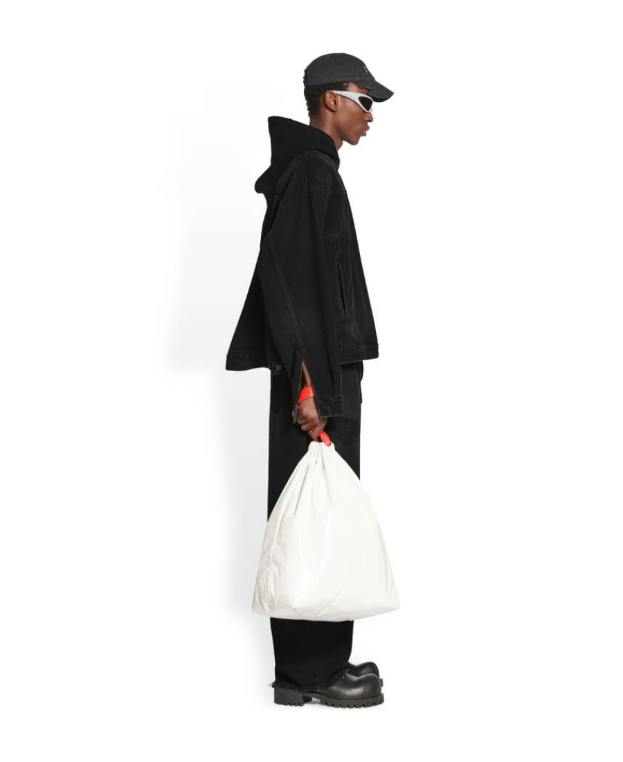 Balenciaga Matte-effect Denim Hoodie In Black