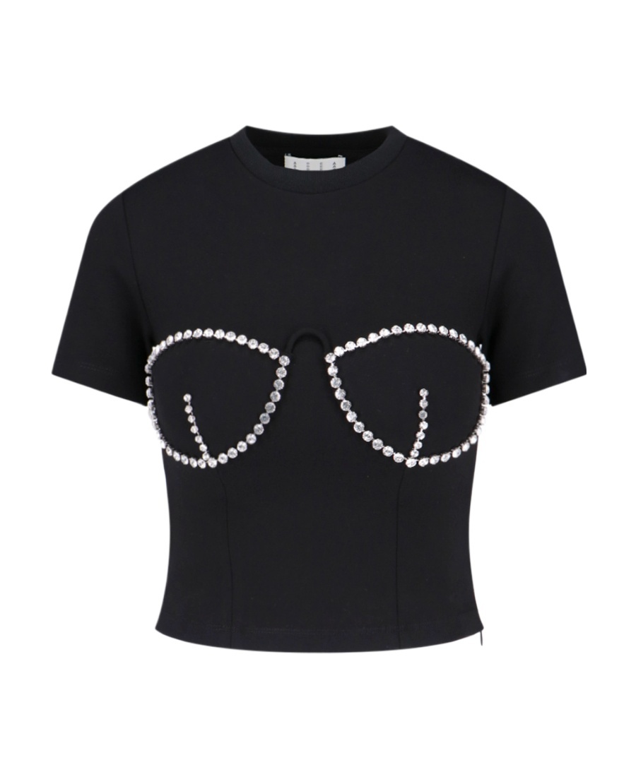Shop Area Bustier-style Crystal-embellished T-shirt In Black