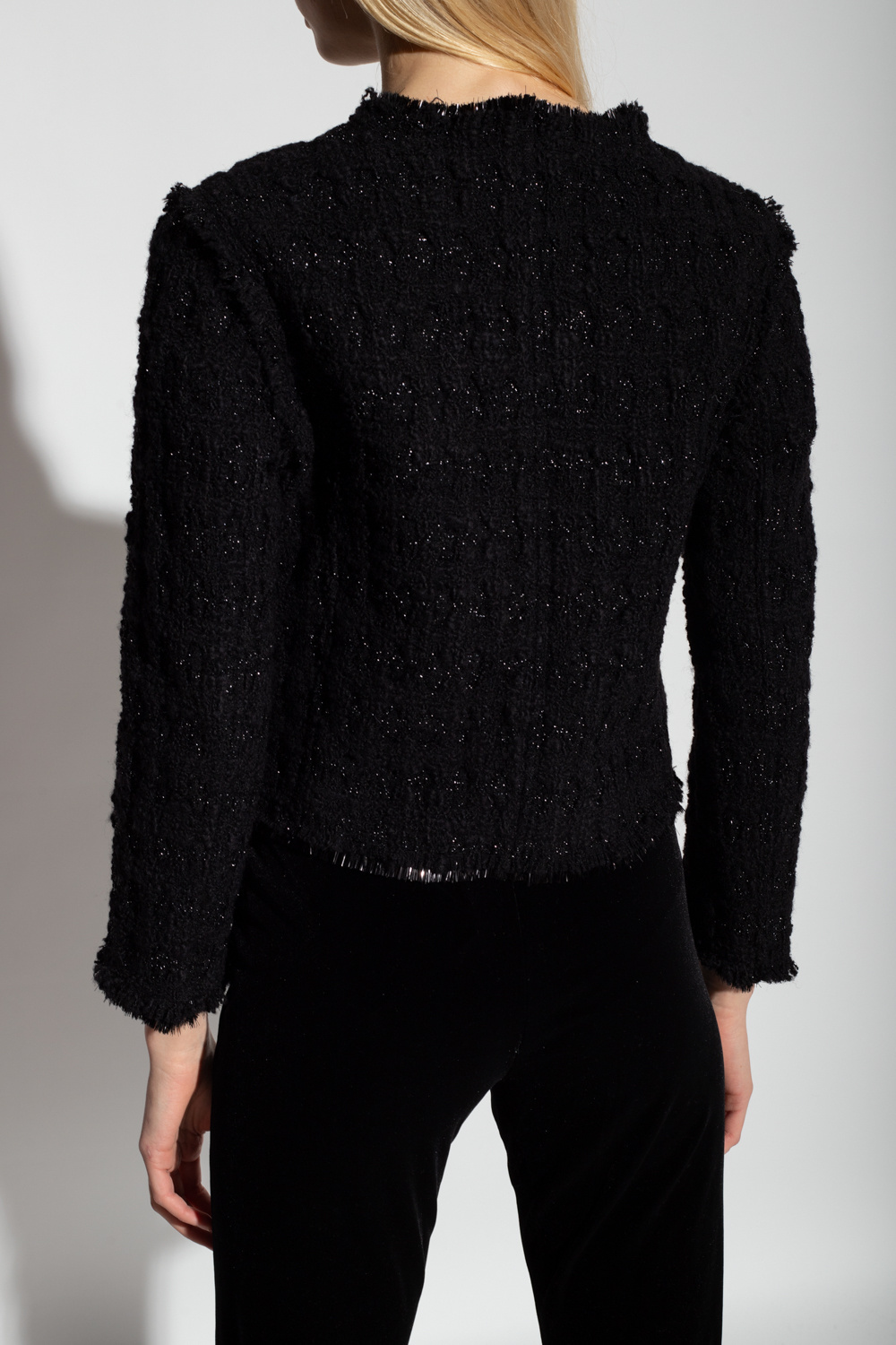 Tory Burch Tinsel-tweed Cropped Jacket In Black