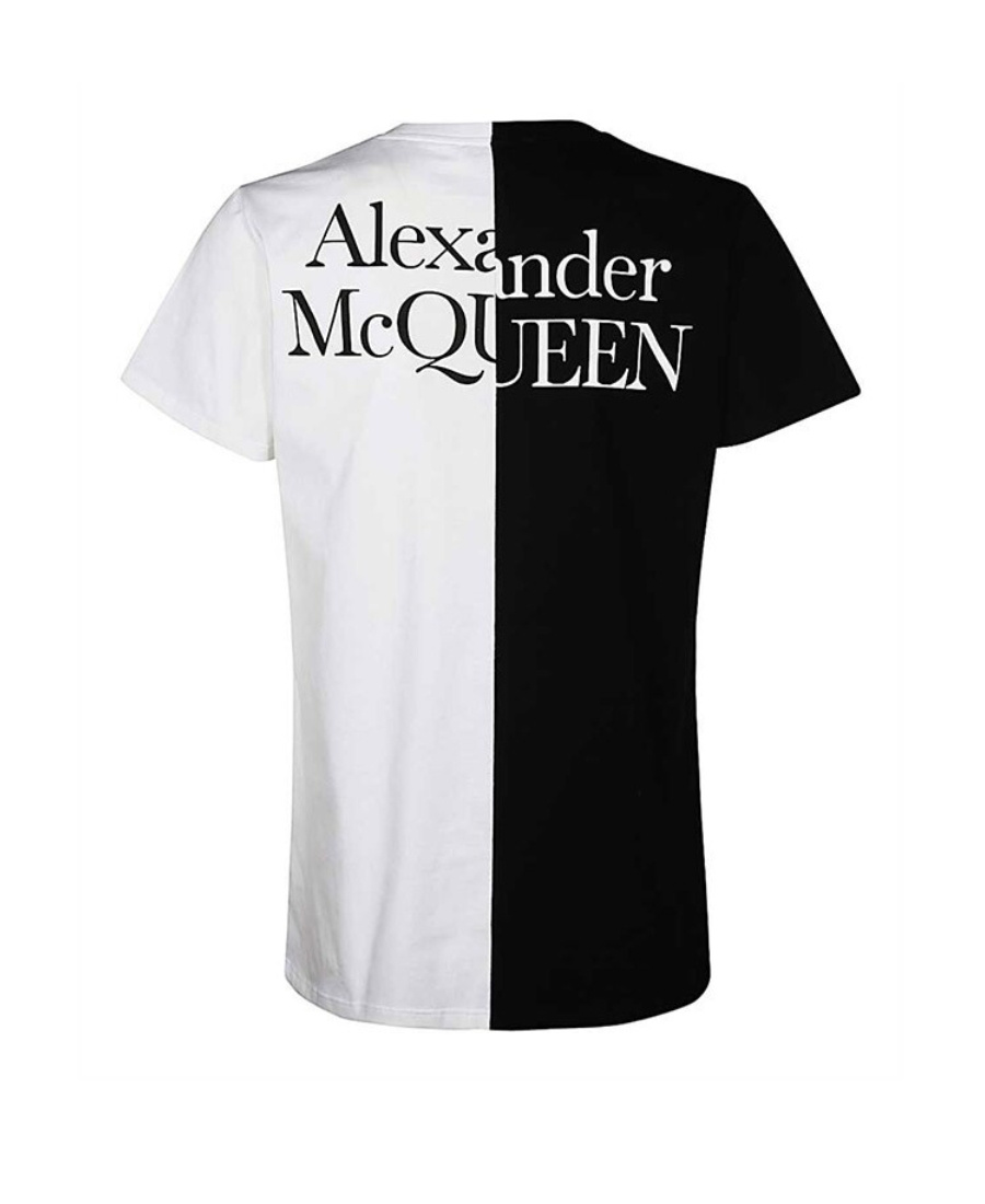 Alexander Mcqueen Logo Round Collar Short-sleeved T-shirt In Black