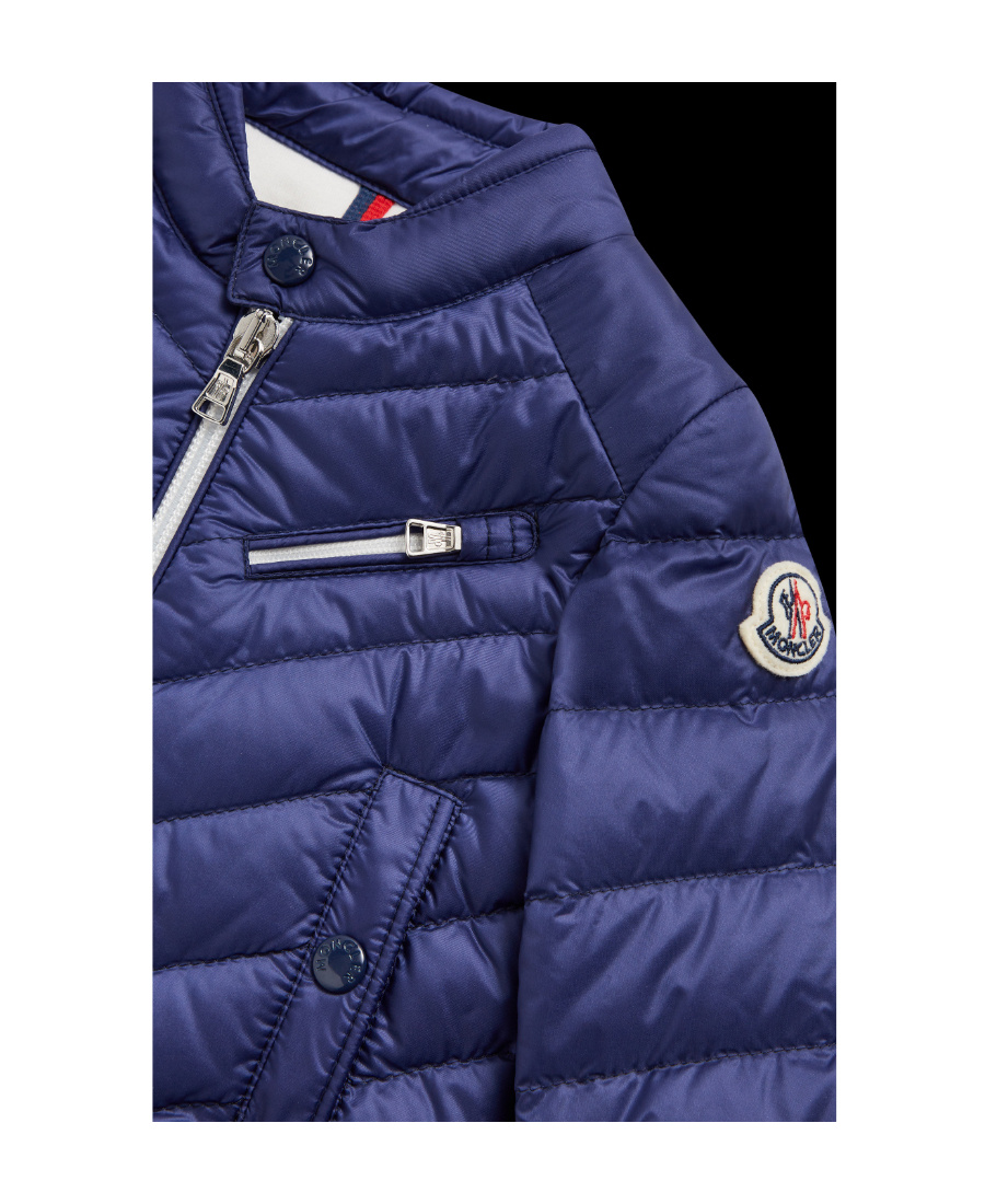 Moncler Logo-patch Goose-down Bomber Jacket In Blue