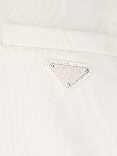 Prada Triangle-logo Cotton Hoodie In Nude