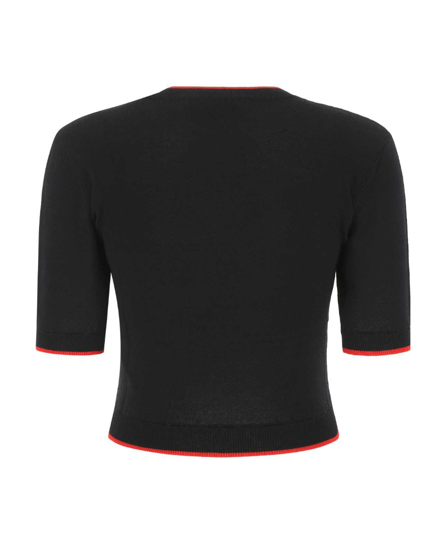 Alessandra Rich Cherry-embroidered Knitted Top In Black