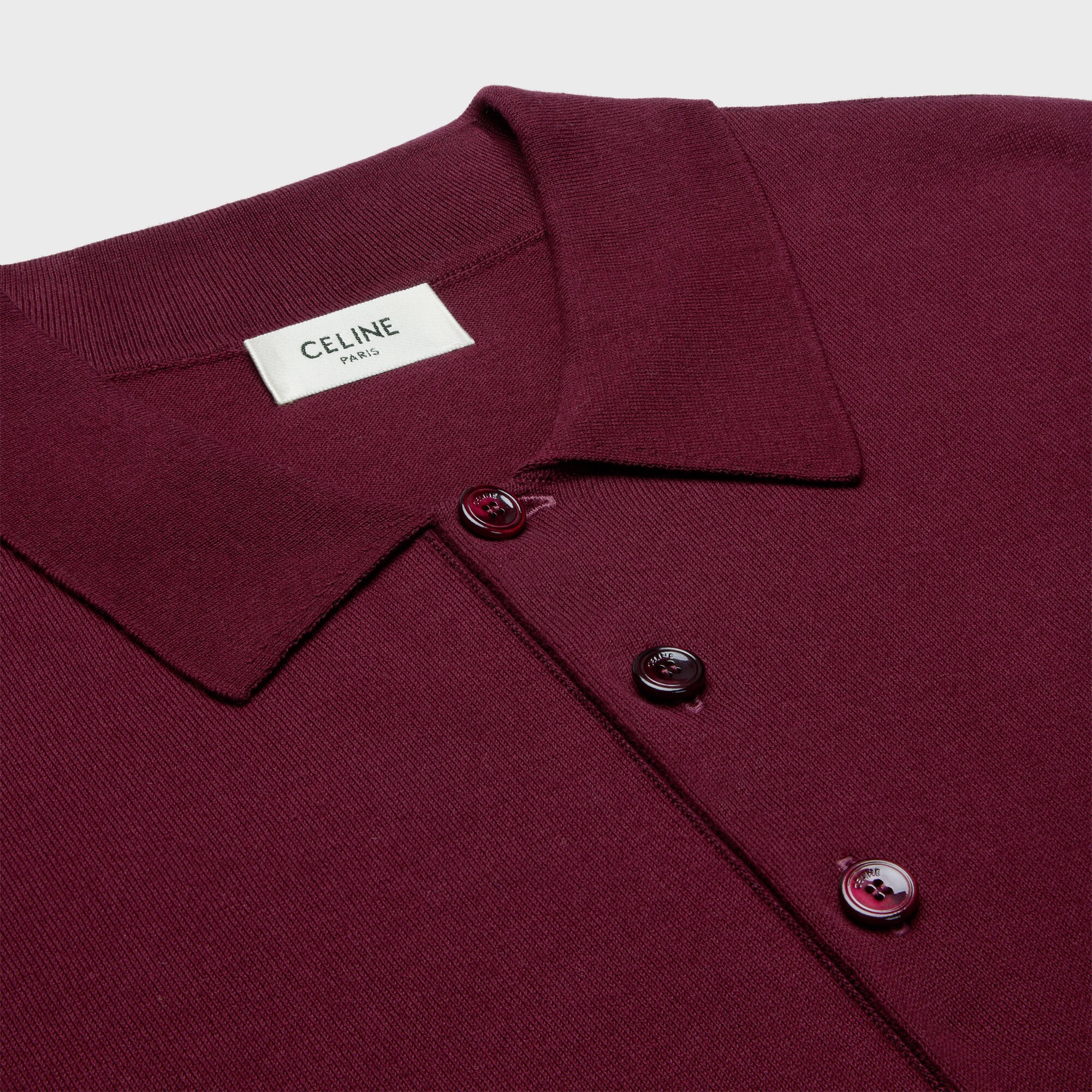 Celine Triomphe Polo In Fine Cotton In Burgundy