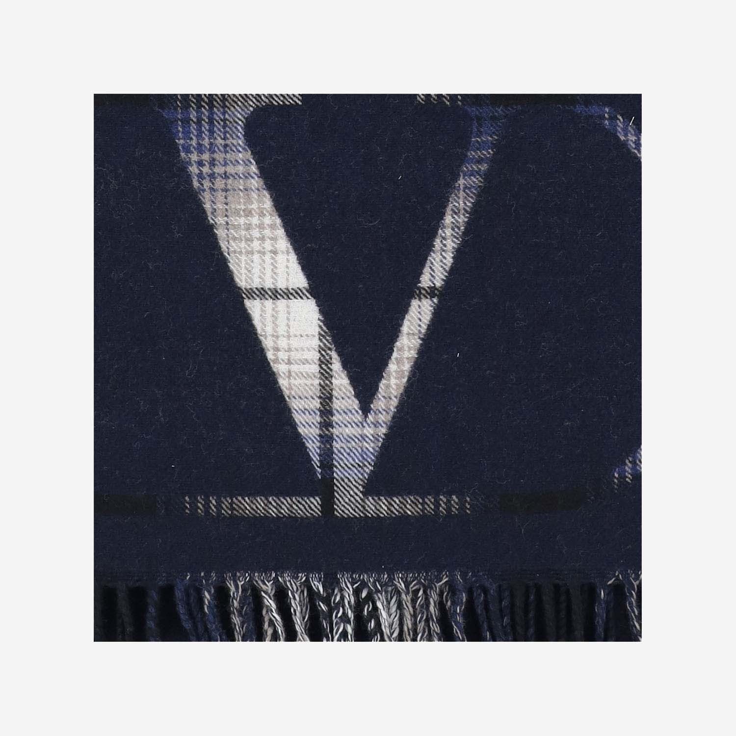 Valentino Vlogo Signature Fringed Scarf In Black