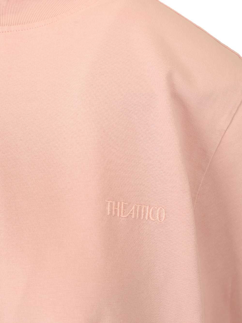 Attico The  Logo Embroidered Oversized T-shirt In Pink