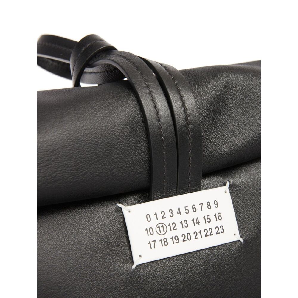 Maison Margiela Rectangular Leather Clutch Loop Handle In Black