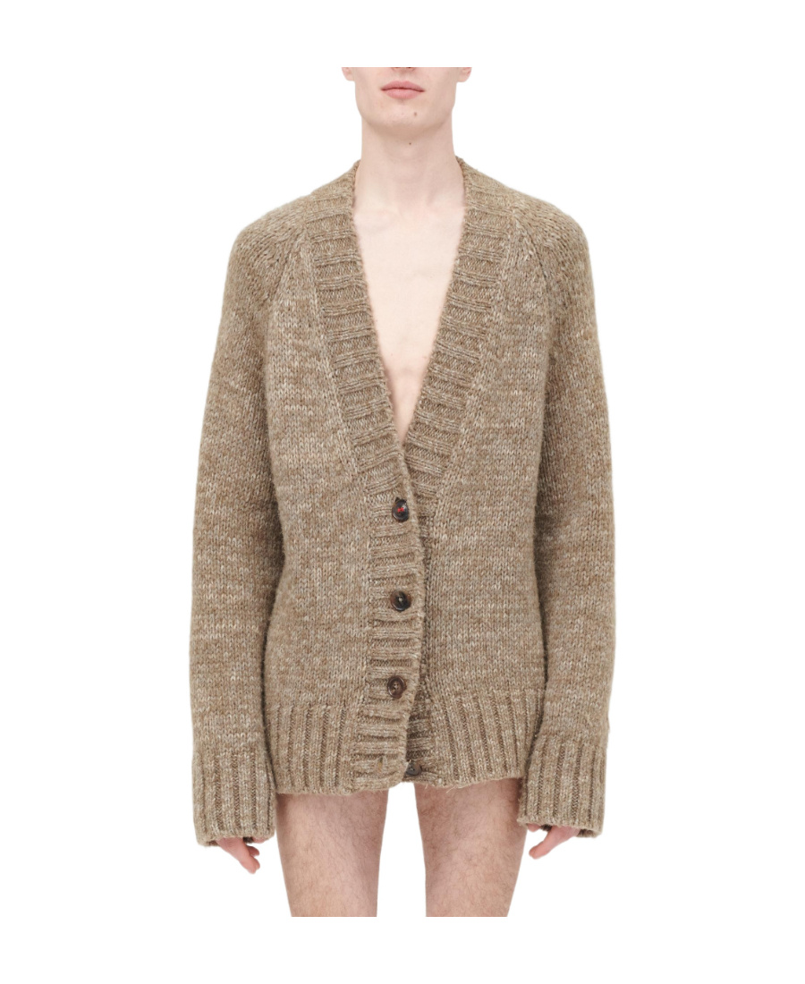 MAISON MARGIELA MAISON MARGIELA V-NECK RIBBED KNITTED CARDIGAN