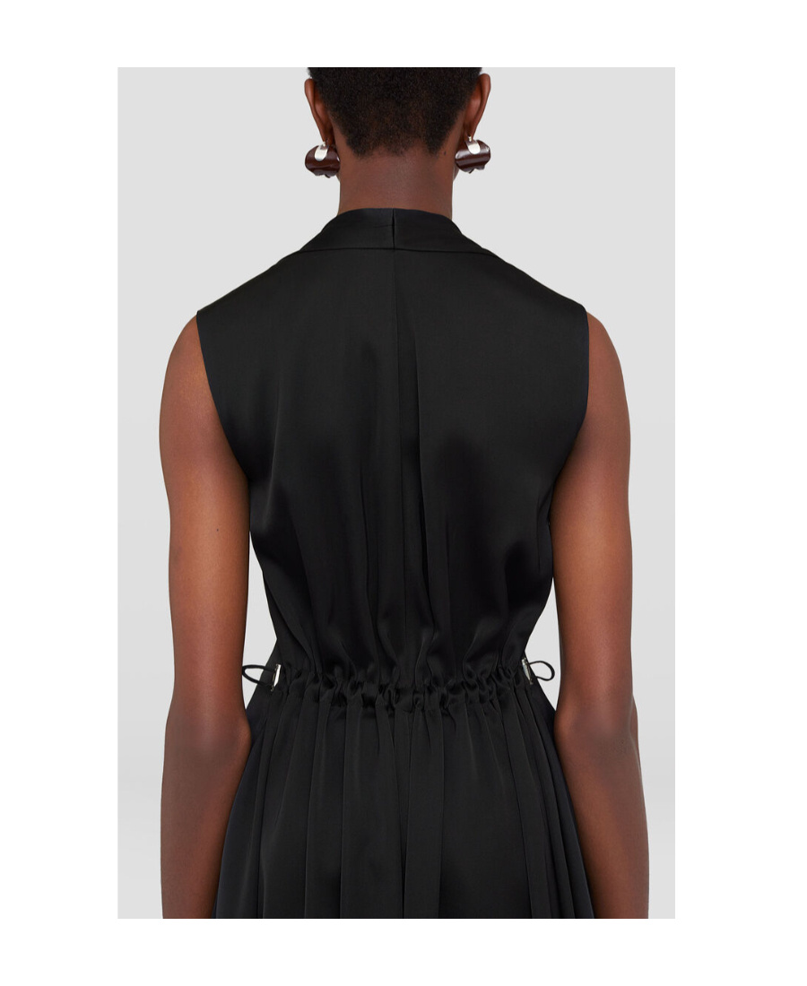 Jil Sander Pleated Fitted Dress In Black