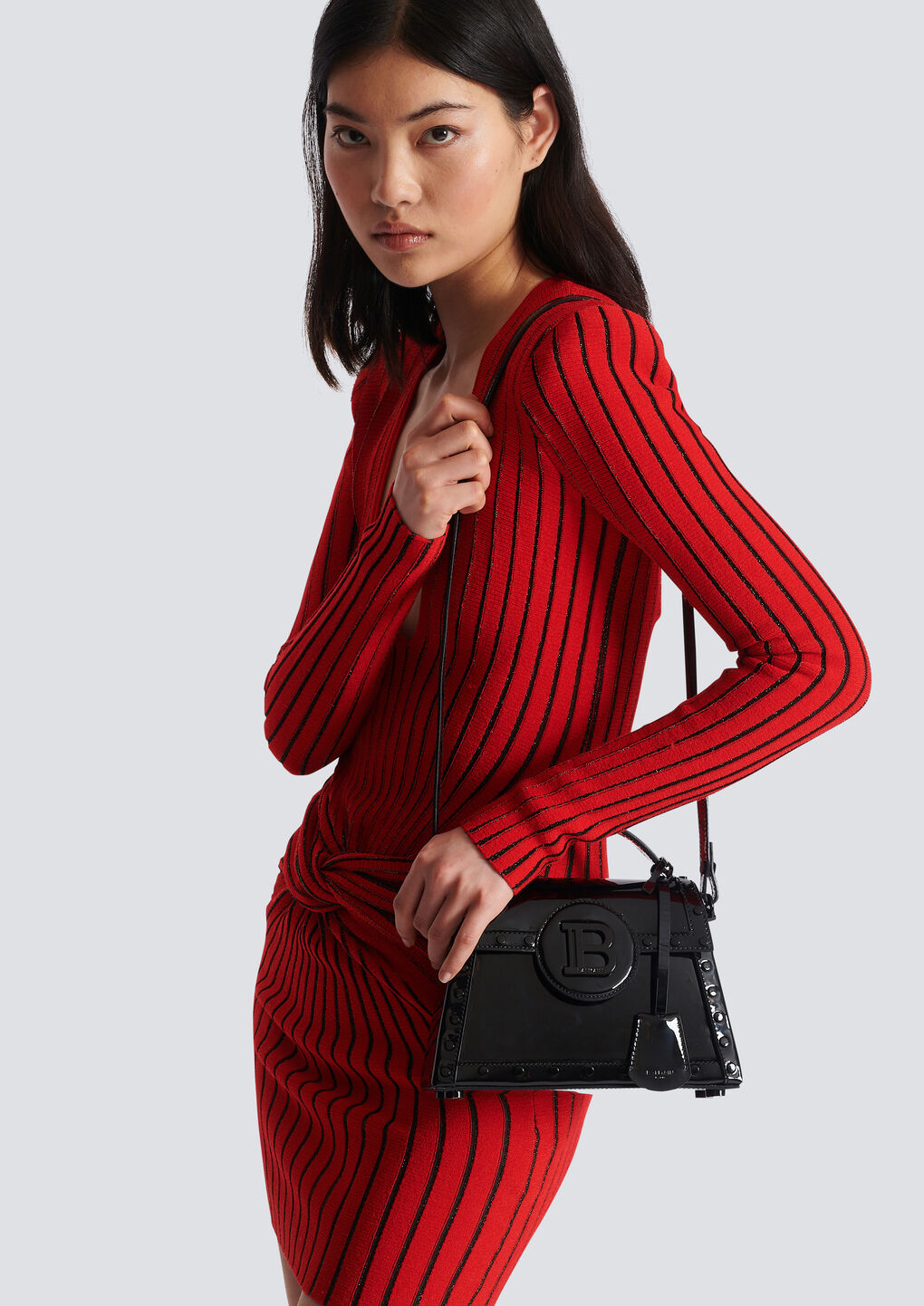 Shop Balmain B-buzz Dynasty Bag In Patent Leather In Black