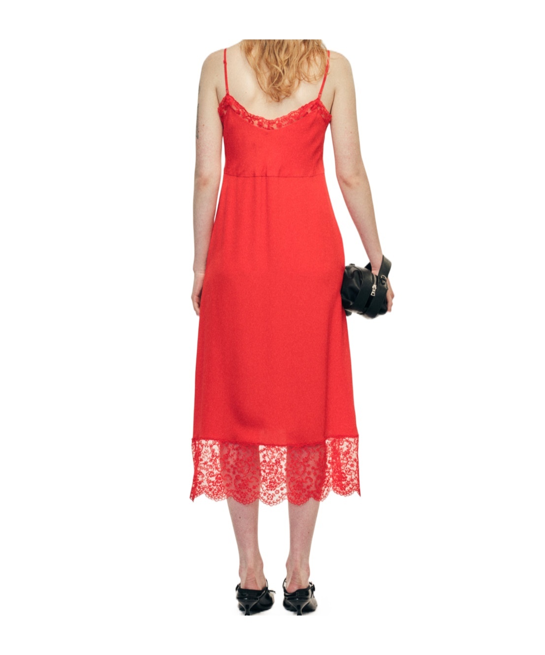 Simone Rocha Deep Lace Trim Slip Dress In Red
