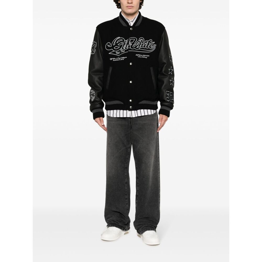 Off-white Moon Embroidered Bomber Jacket In Black