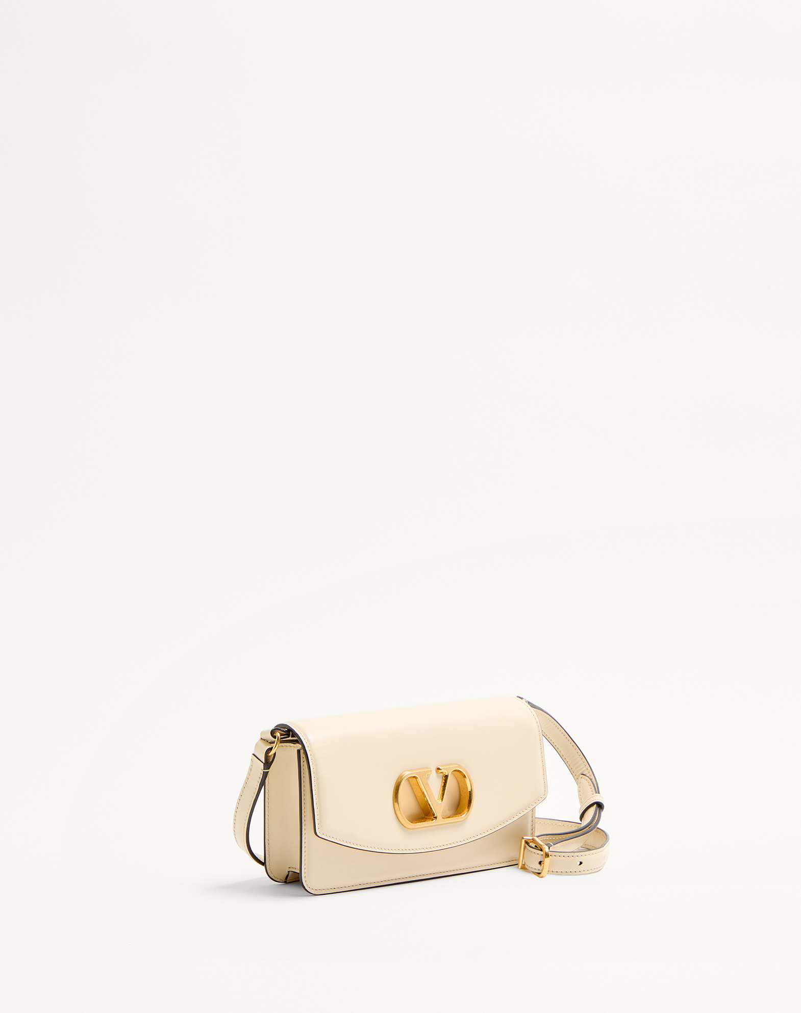 Valentino Garavani Garavani Vain Clutch Bag In Shiny Calfskin Woman Butter Uni In Neutral