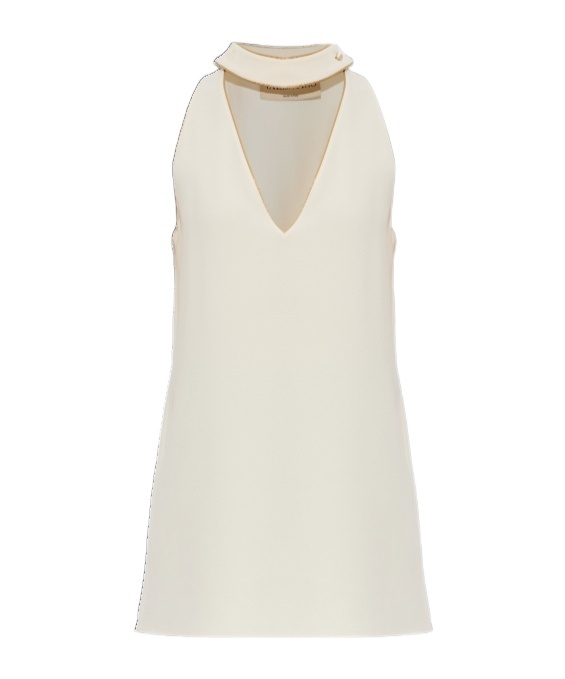 Valentino V-neck Sleeveless Dress In White