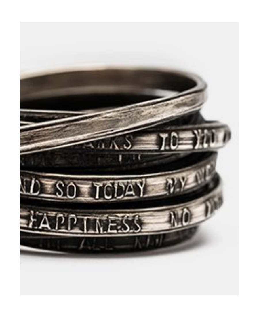 Werkstatt:münchen Craved Text Detail Ring In Black