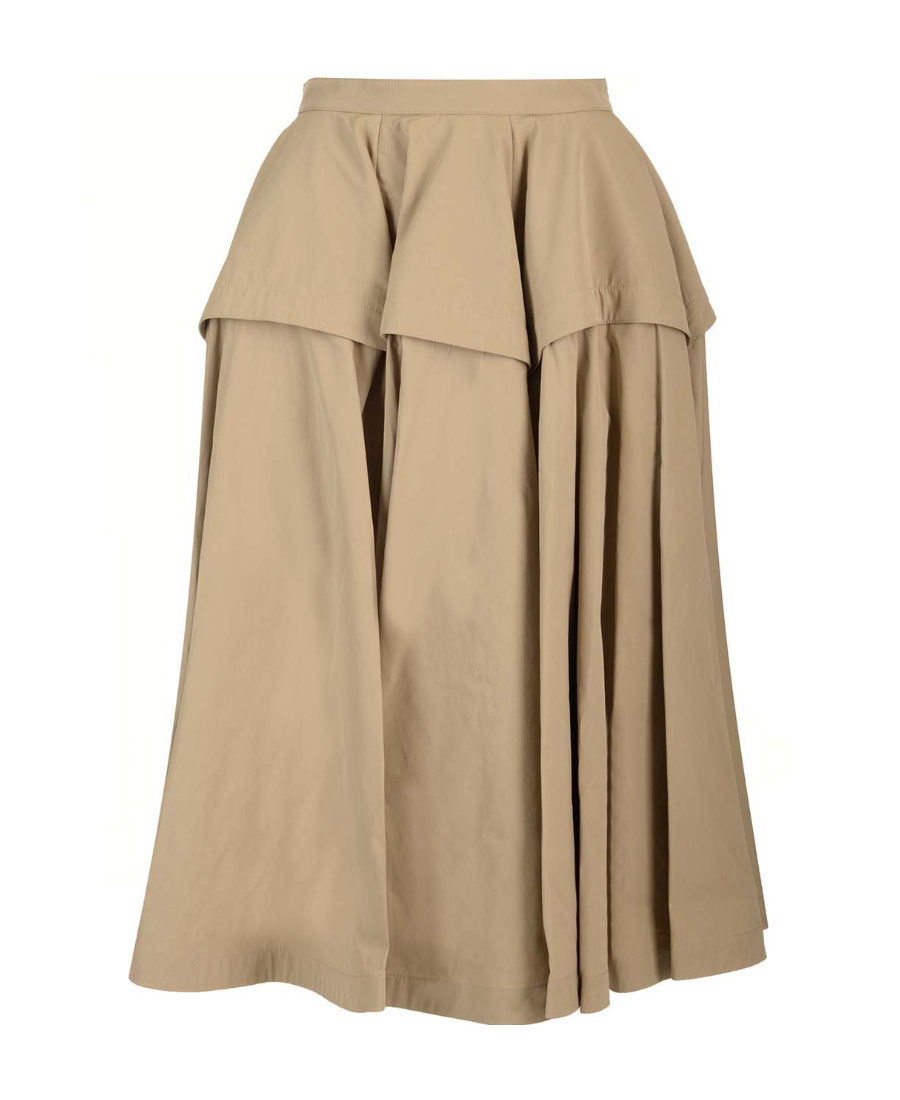 Bottega Veneta Pleated Midi Skirt In Nude