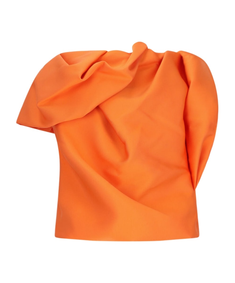 Dries Van Noten Draped Top In Orange Fabric Draped Design In Orange