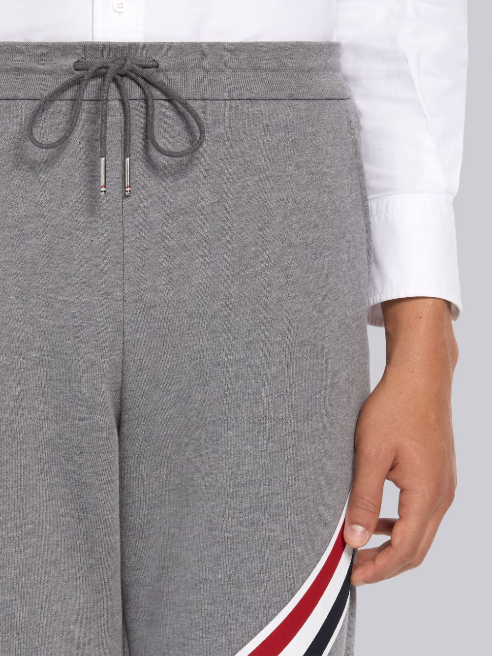 Thom Browne Rwb-stripe Cotton Track Pants In Gray
