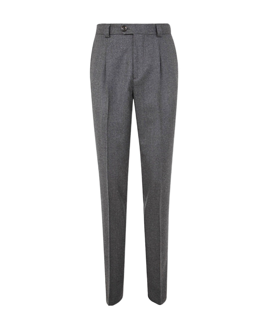 Brunello Cucinelli Pressed-crease Virgin Wool Trousers In Gray