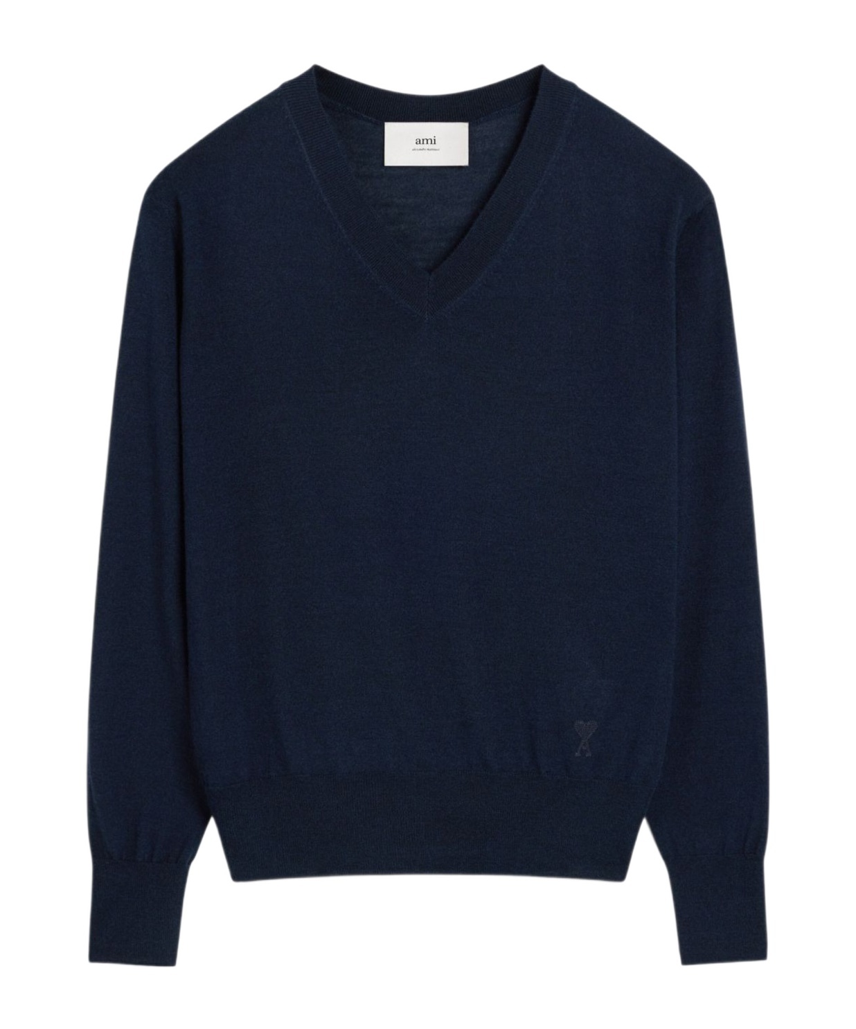 Shop Ami Alexandre Mattiussi Wool V-neck Sweater In Black
