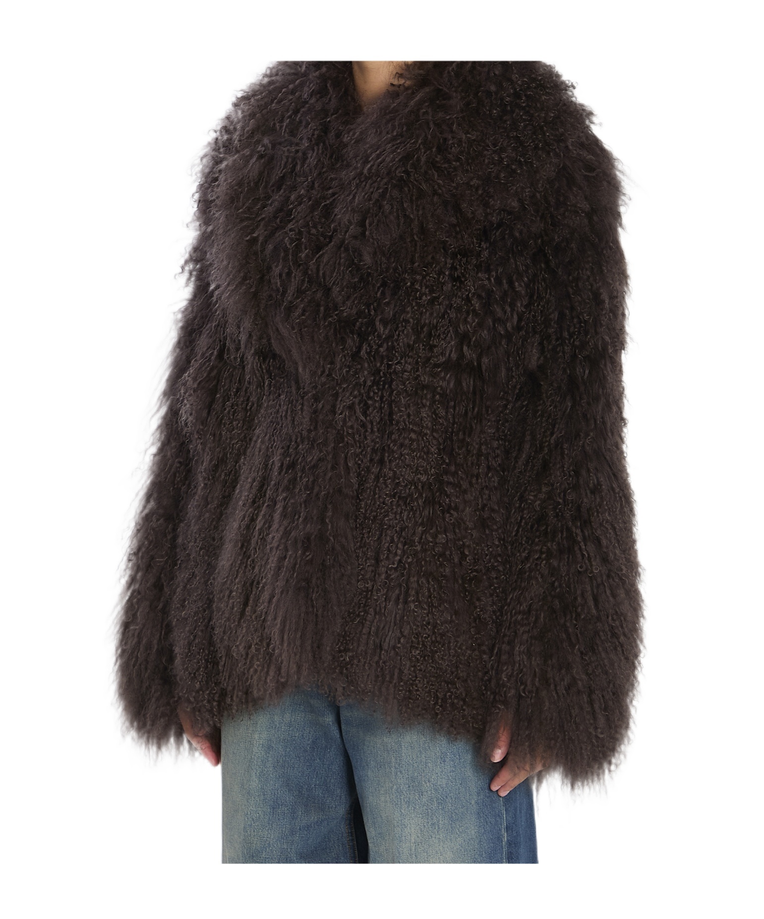 Yves Salomon Long-sleeved Fur In Brown