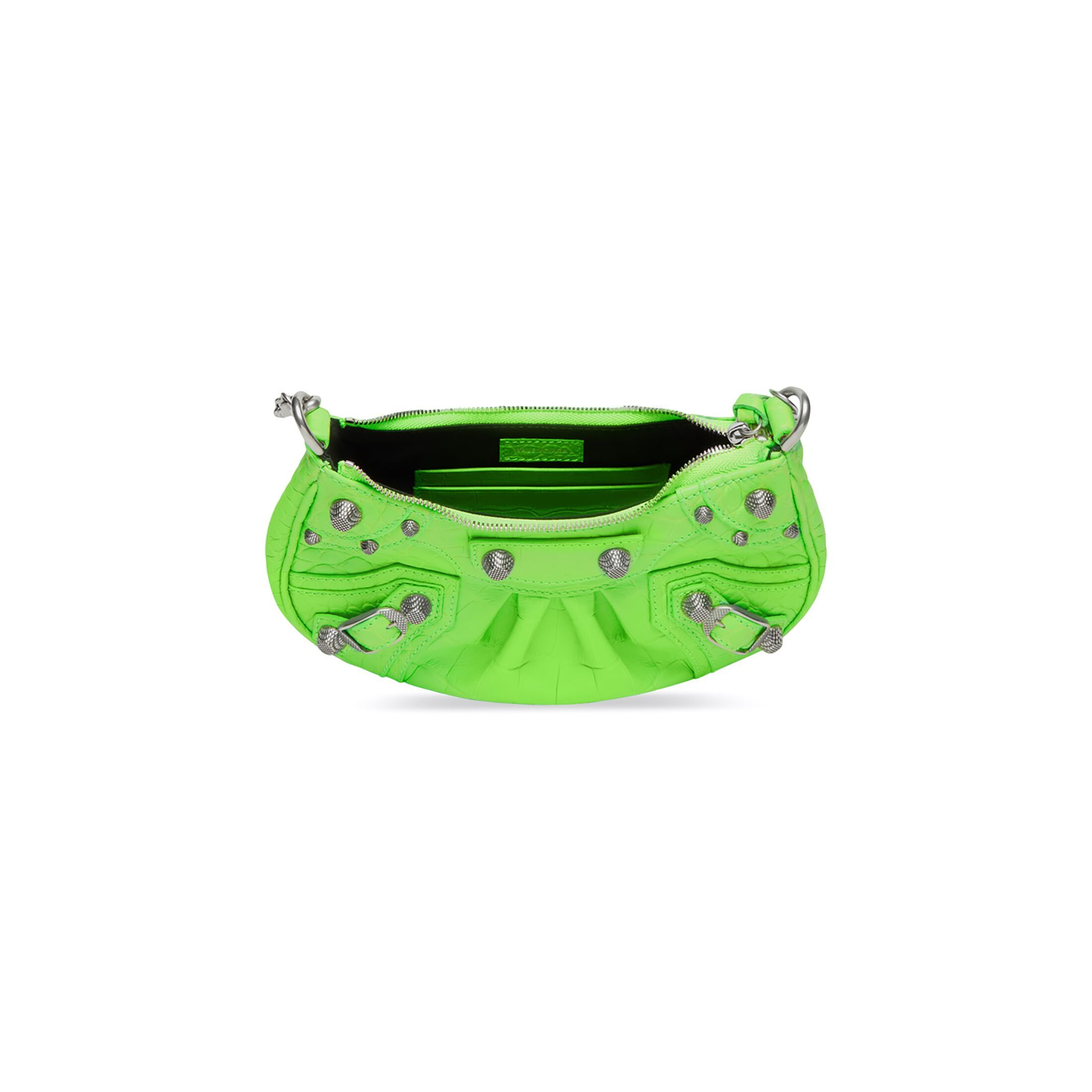 Balenciaga Borsa Le Cagole Mini Con Catena Con Lavorazione Coccodrillo Da Donna In Verde Acceso In Green