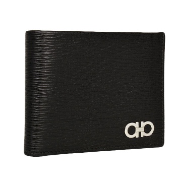 Ferragamo Revival Double Gancio Bicolor Wallet In Black