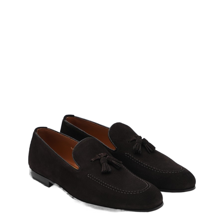 Doucal's Round Head Loafer Shoes In Black
