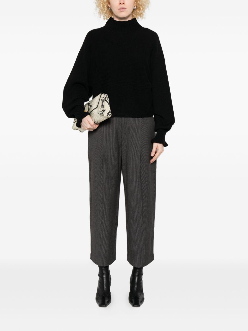 Twinset Wool Blend Sweater With High Neckline In Black