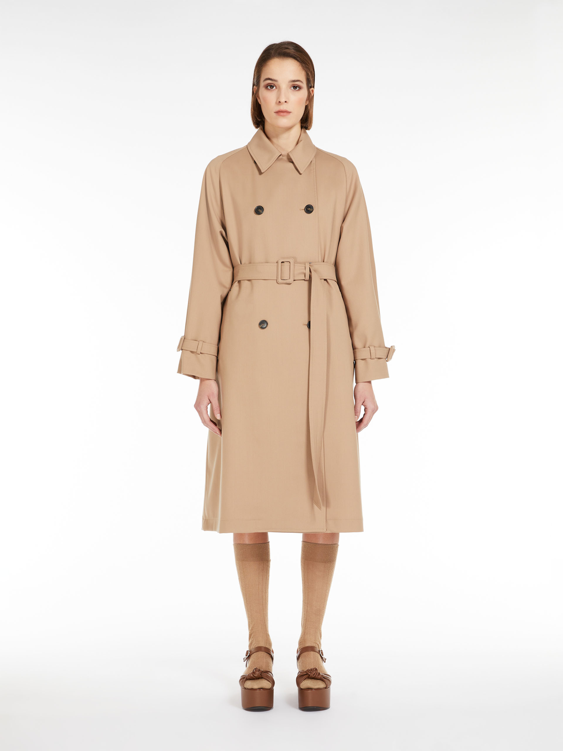 Weekend Max Mara Double-breasted Long-sleeved Windbreaker In Nude