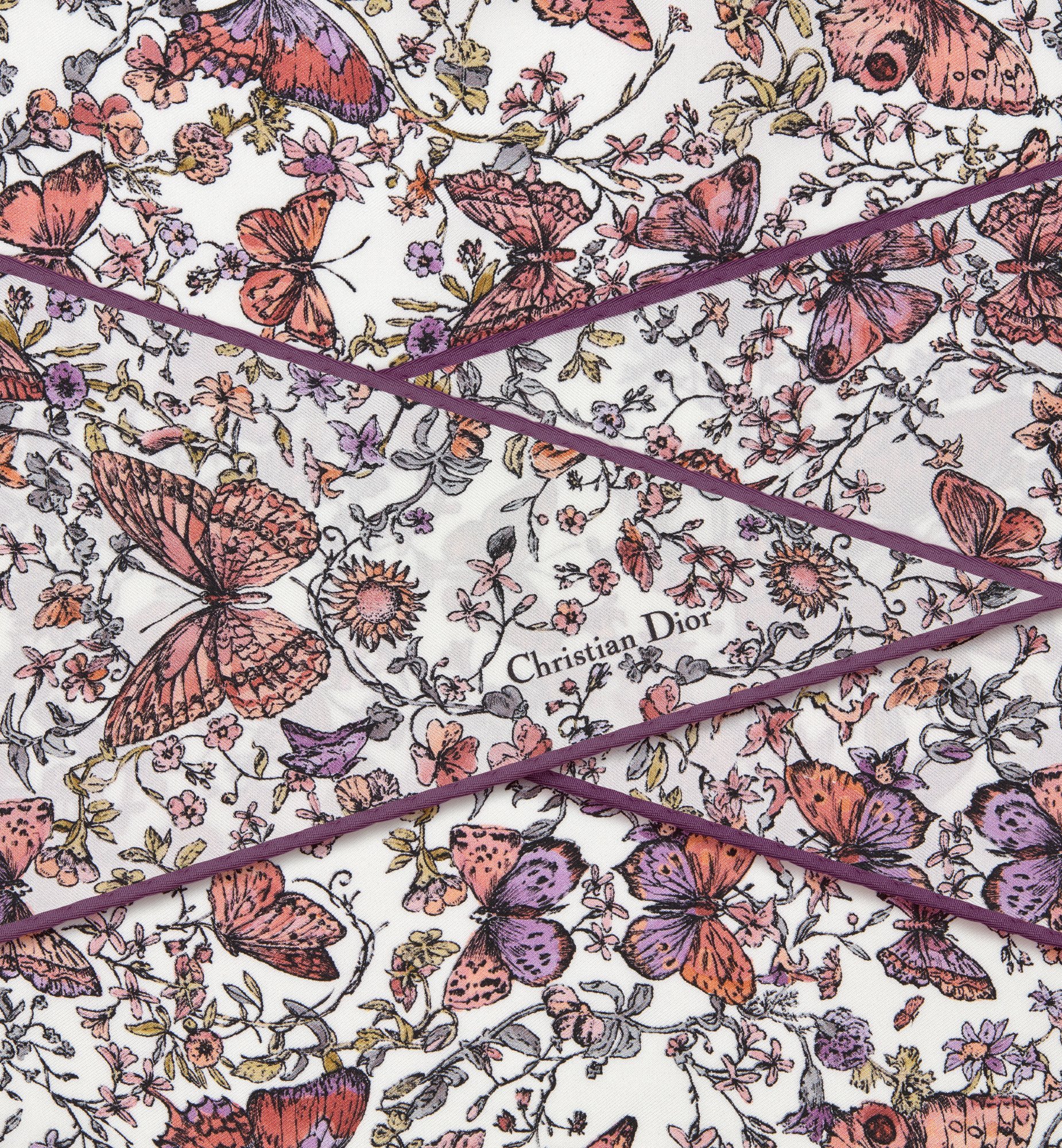 Dior Pattern Silk Scarf In White/color