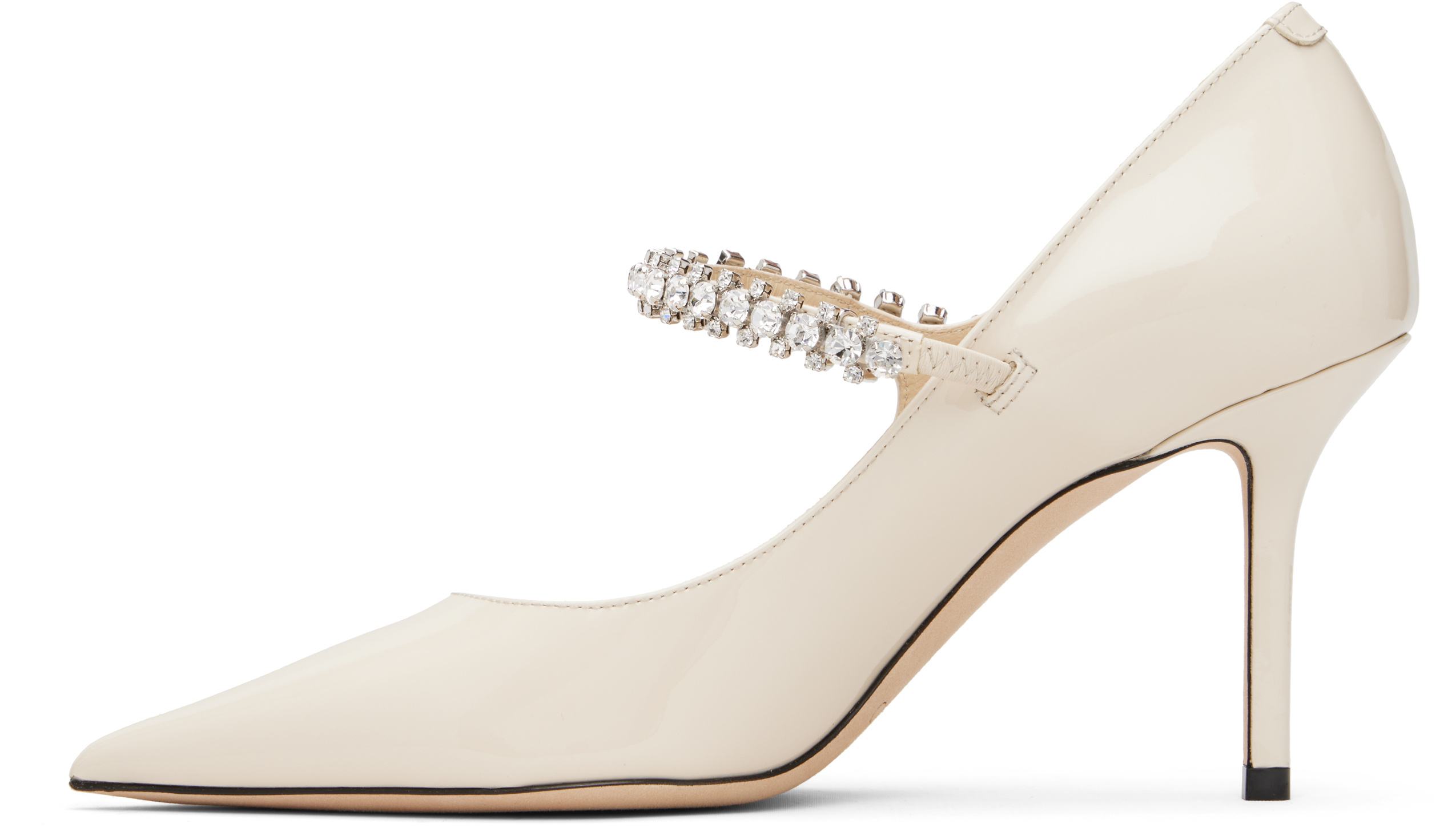 Jimmy Choo Bing 85 Crystal-embellished Pumps In Patent Leather In White