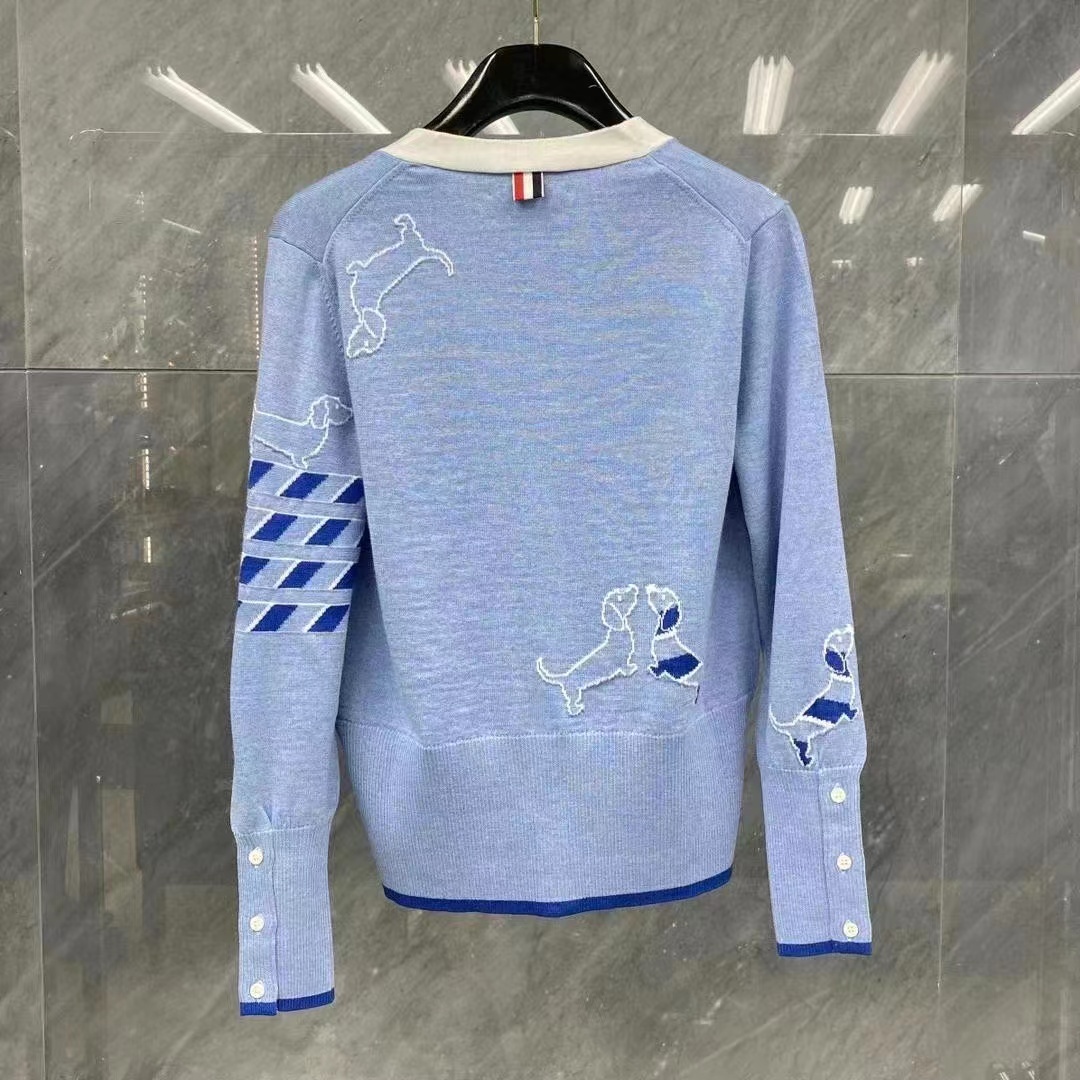 Thom Browne Hector Icon 4-bar Stripe Cardigan In Blue