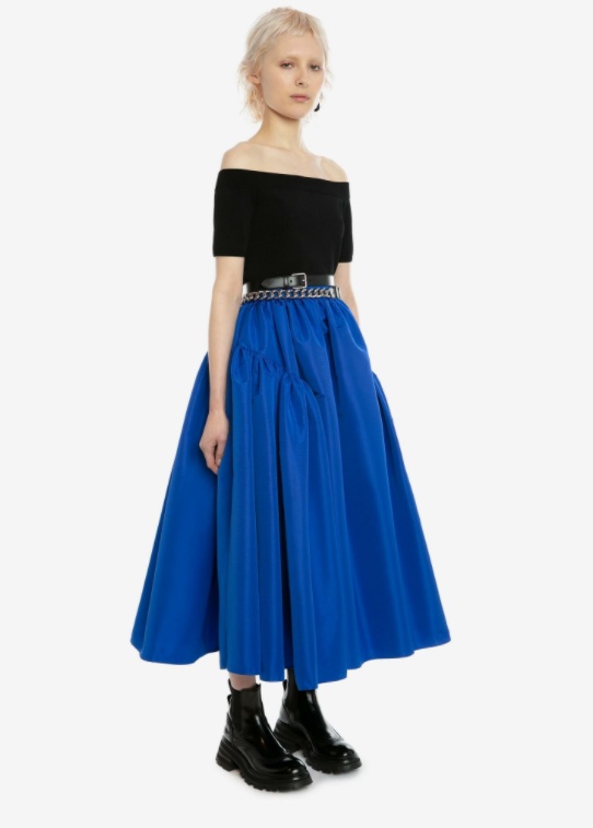 Alexander Mcqueen Amq Knt Swtr Ss Off Shldr  Strtch Visc K In Black