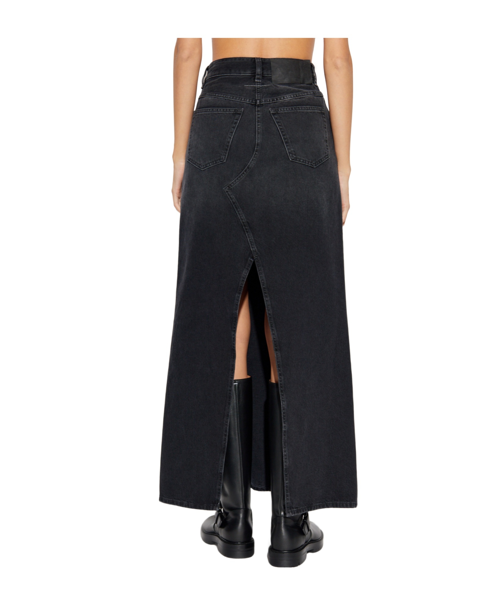 Mm6 Maison Margiela Paint-splatter Denim Skirt In Black