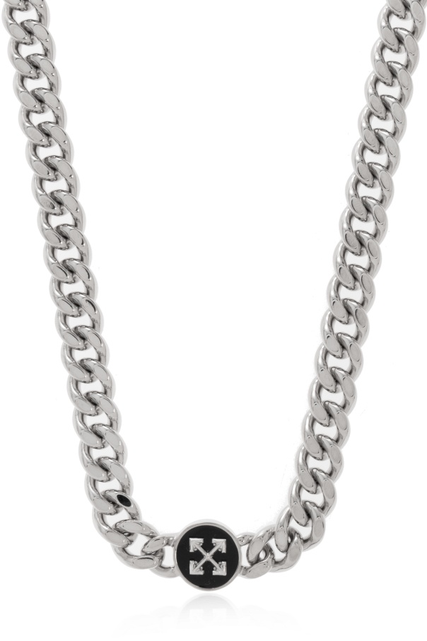 Off-white Arrows-charm Curb-chain Necklace In Silver
