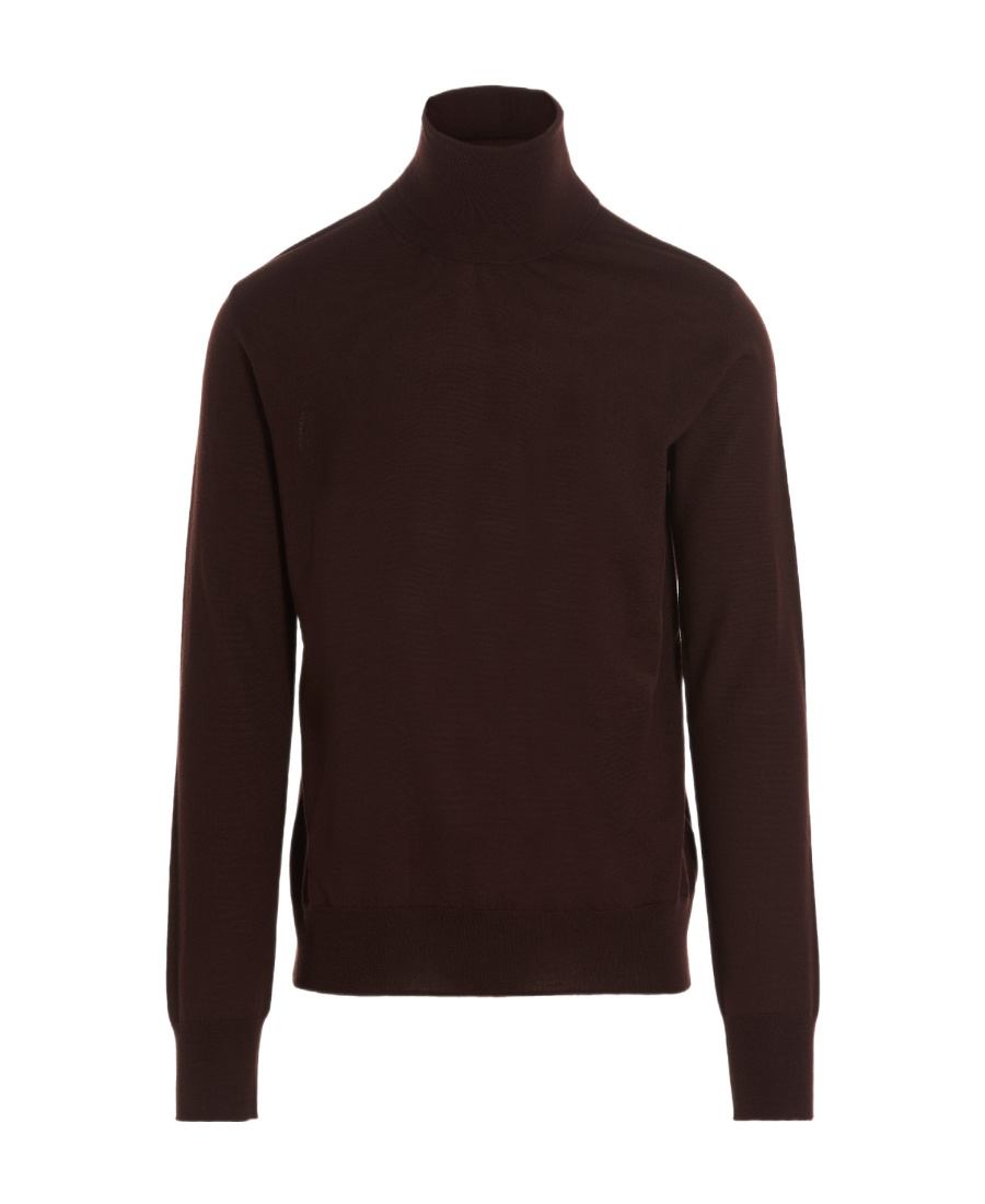 Jil Sander Man Turtleneck Burgundy Size 42 Wool In Black