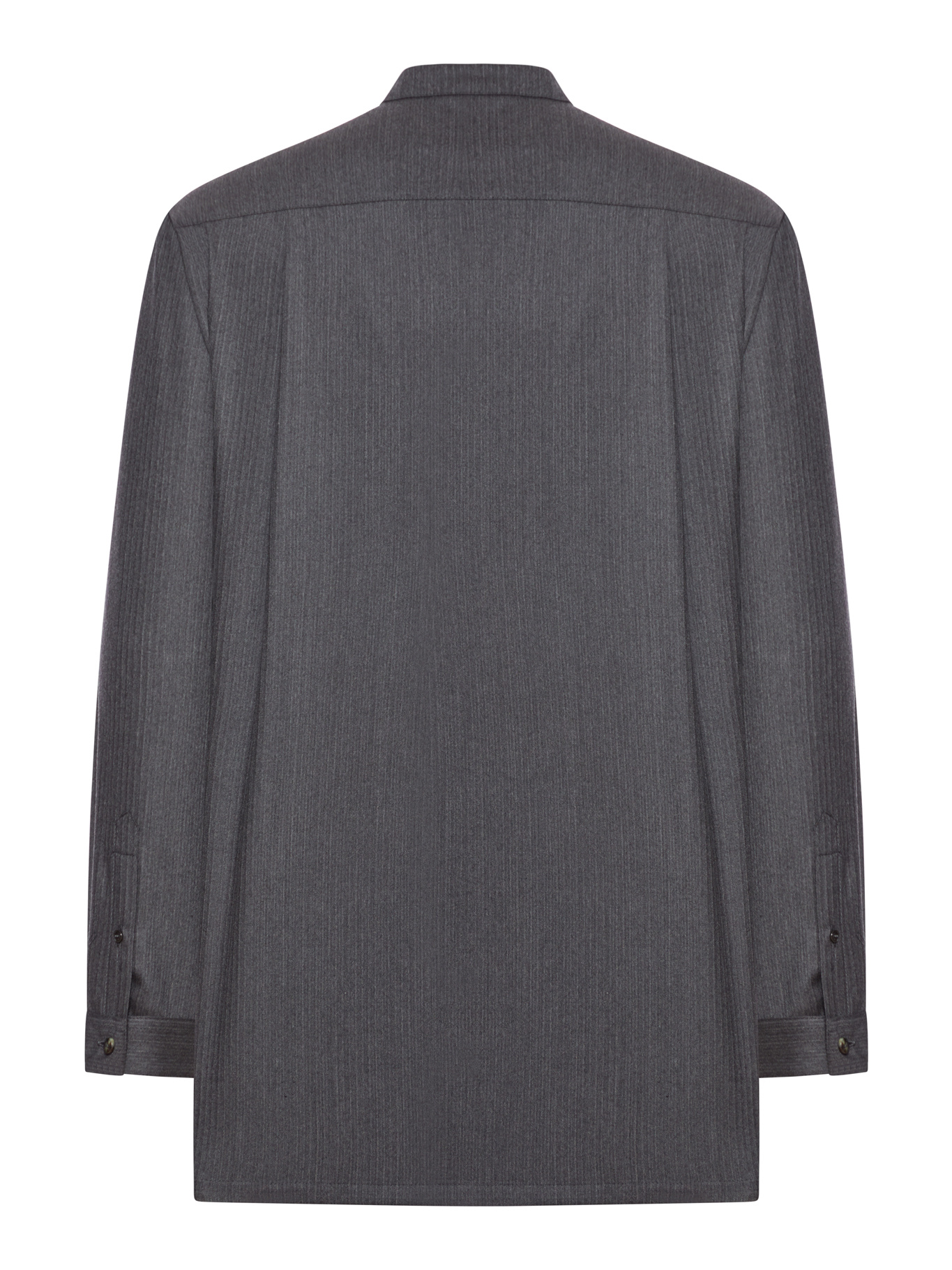 Giorgio Armani Mandarin-collar Wool Shirt In Gray