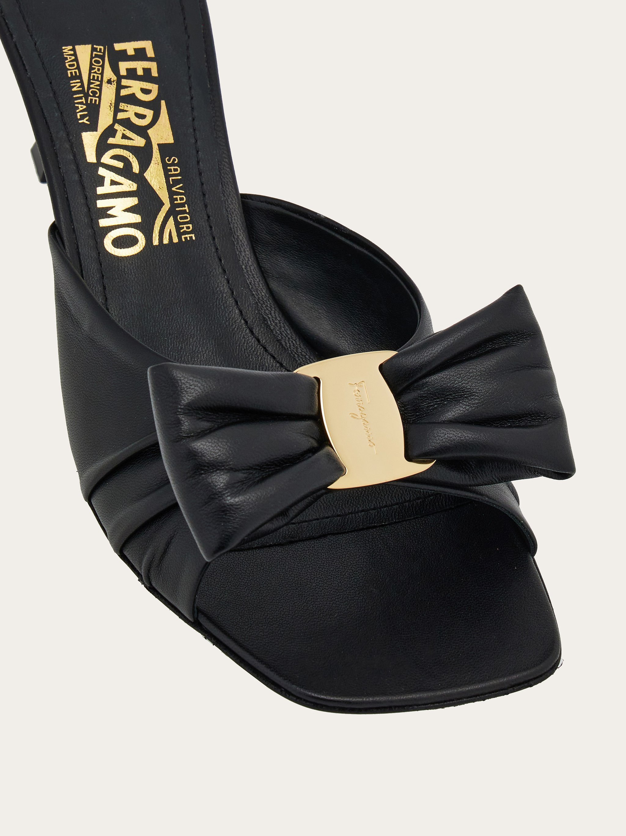 Ferragamo Woman Padded Vara Bow Slide In Black