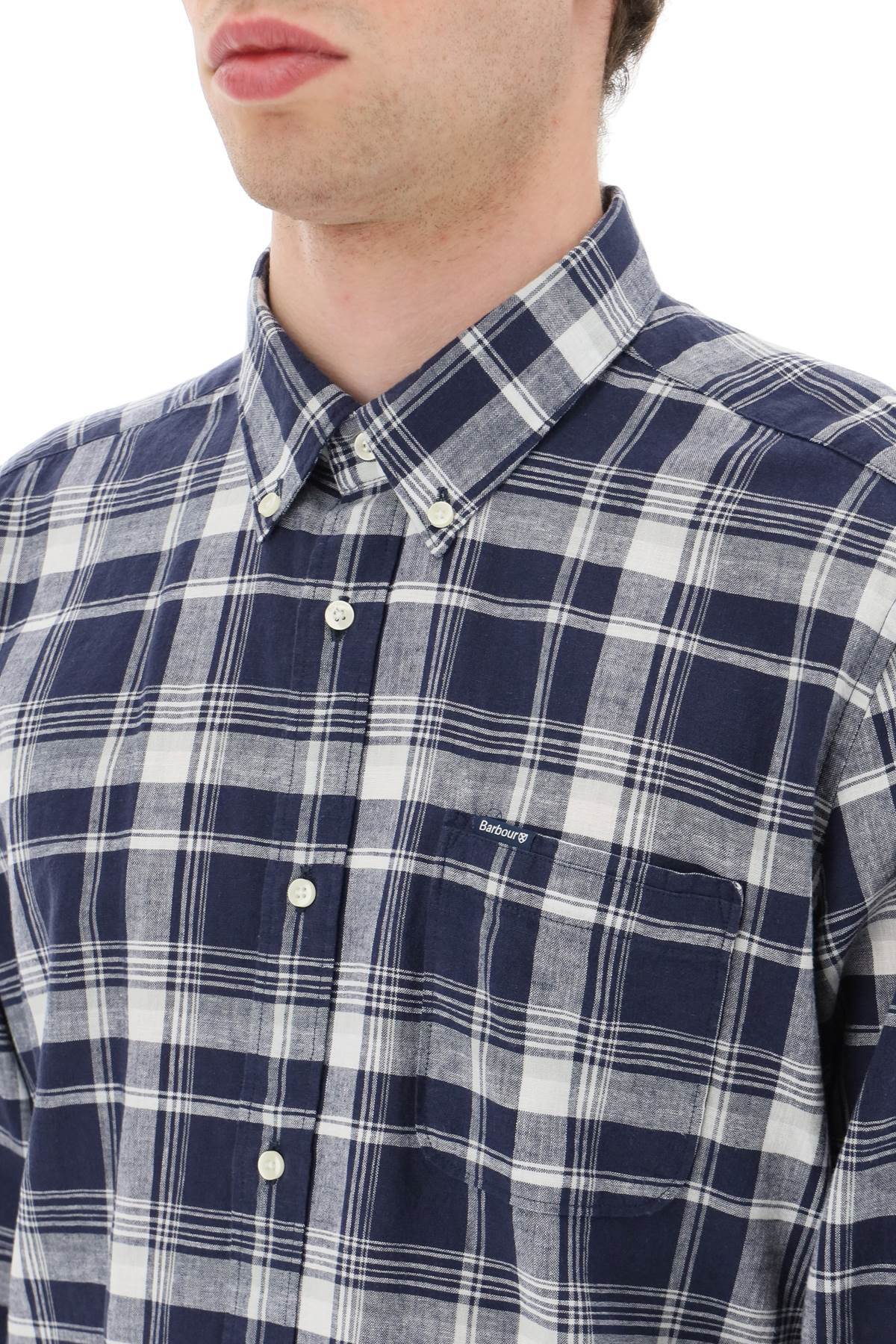 Barbour Checked Long-sleeved Buttoned Shirt In Blue