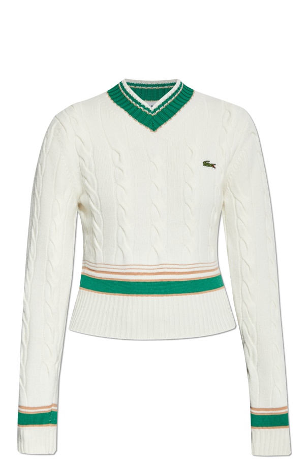 Shop Lacoste Logo-embroidered Jumper In White